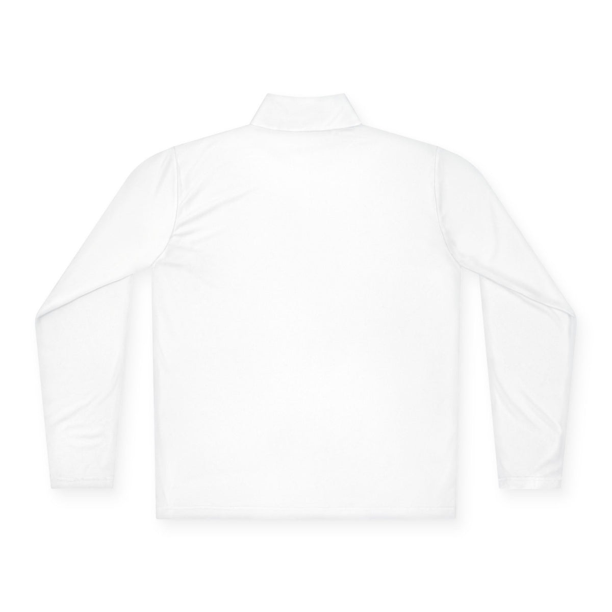White unisex quarter-zip pullover, back view with long sleeves