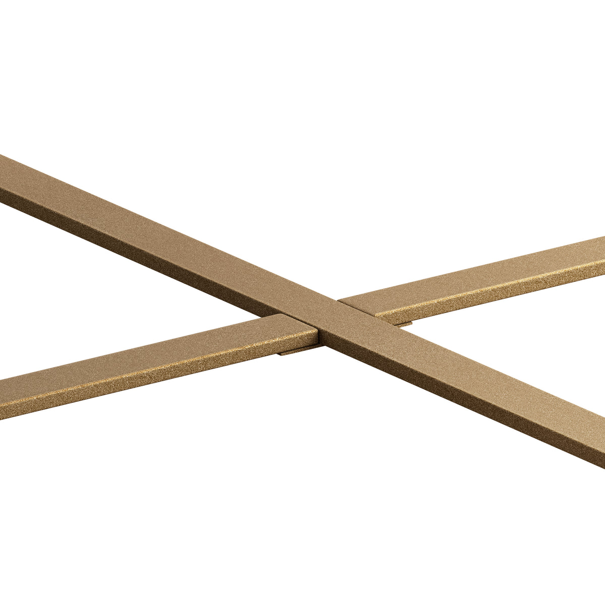 Gold X-shaped metal cross-leg frame for a round coffee table