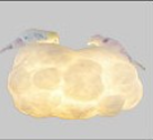 Warm glow cloud LED pendant lamp in pale cream fabric shade