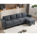 Gray fabric sectional sofa with corner chaise and deep seat cushions