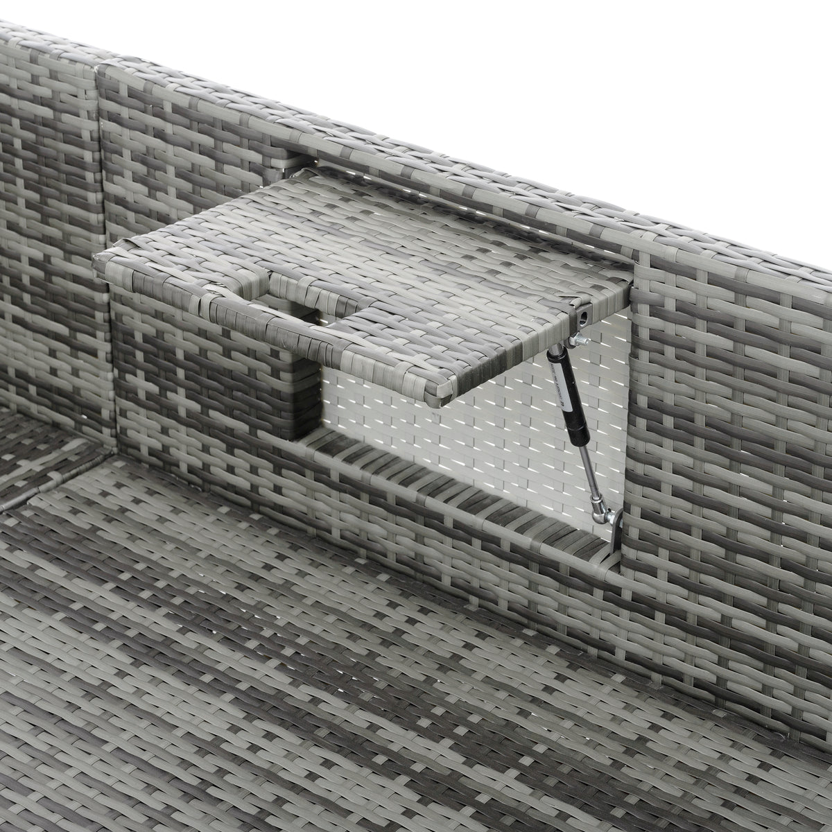 Outdoor storage bench with lifted seat and woven PE wicker base