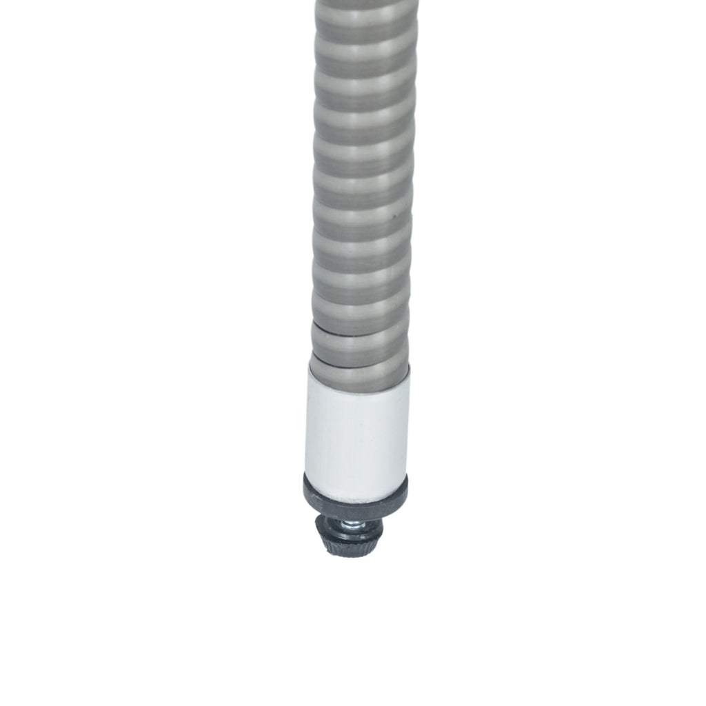 Gray wicker table leg with plastic leveling foot