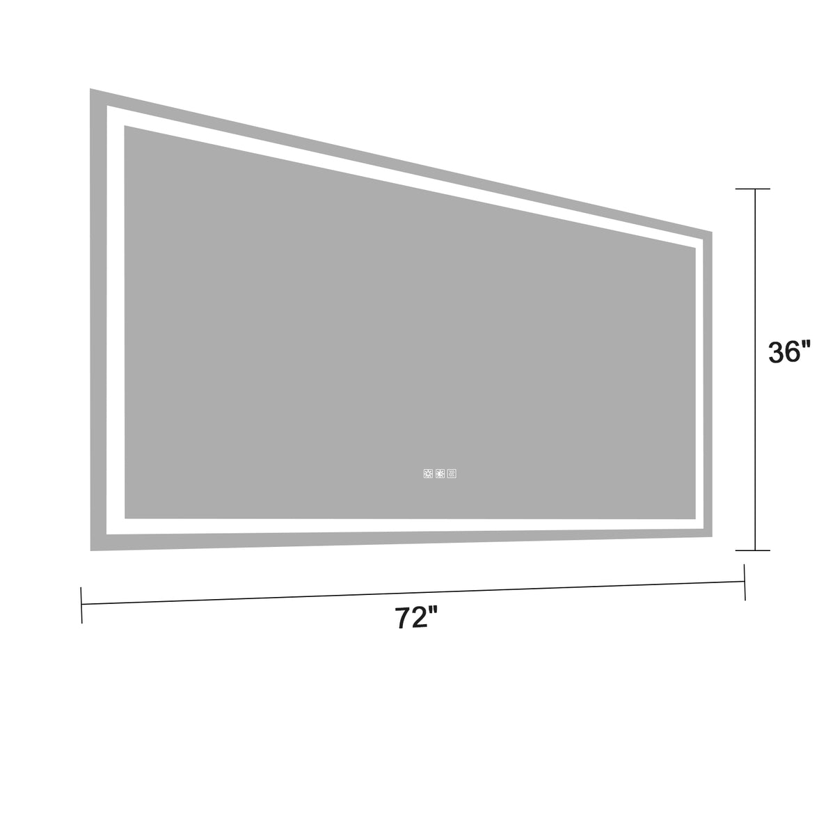 Rectangle bathroom LED mirror with white frame, 72 in wide and 36 in tall