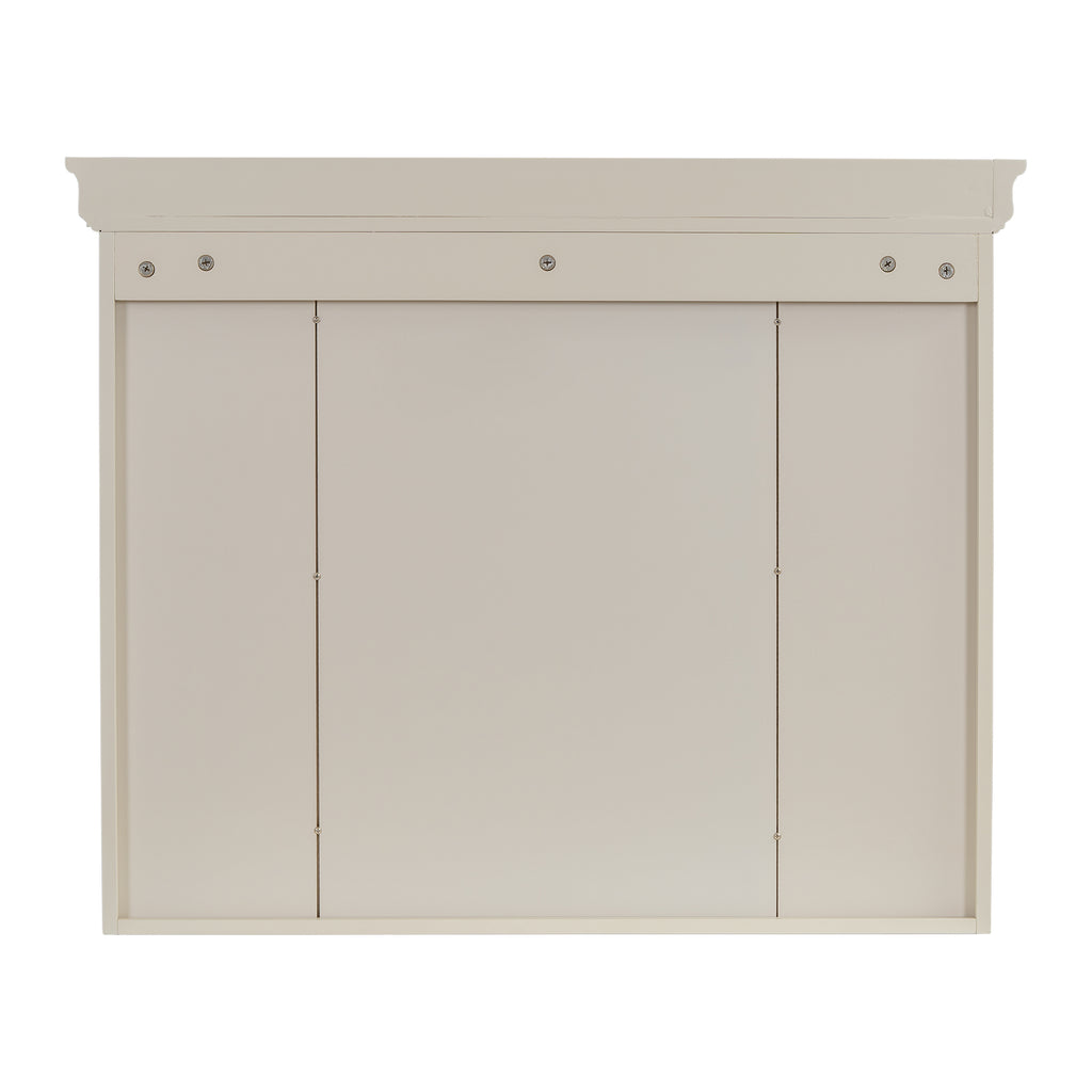 Undetailed view of cream bathroom wall cabinet with hinged doors, no mirror